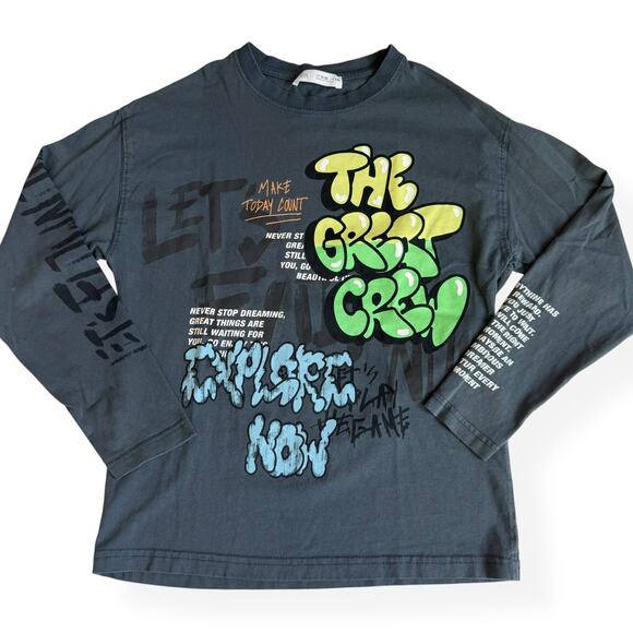 Zara Other - Zara Boys Gray Inspirational Graffiti Tee 9-10